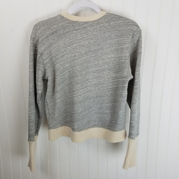 J. Crew Gray Sweatshirt Cream Sweater Tipped Shirt - Picture 3 of 7